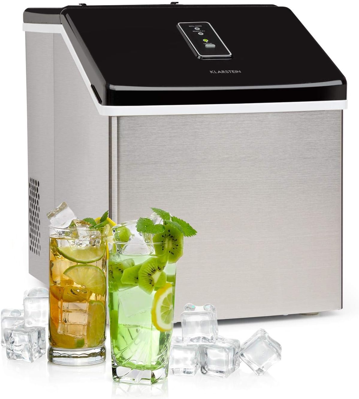Klarstein - Machine à glaçons maison jusqu'à 13 kg par 24 h - Réservoir 2,5 L alarmes de sécurité - Modèle compact 120 W facile à nettoyer avec réfrigérant R600a