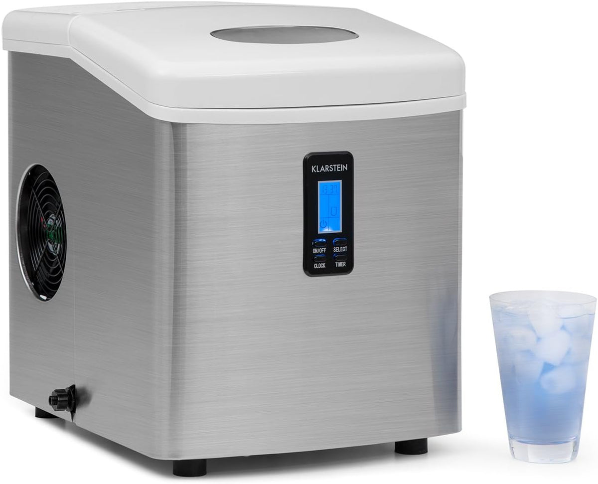 Klarstein - Machine à glaçons maison jusqu'à 15 kg par 24 h - Réservoir 3,3 L deux tailles de glaçons - Alarme de sécurité 150 W facile à nettoyer R600a