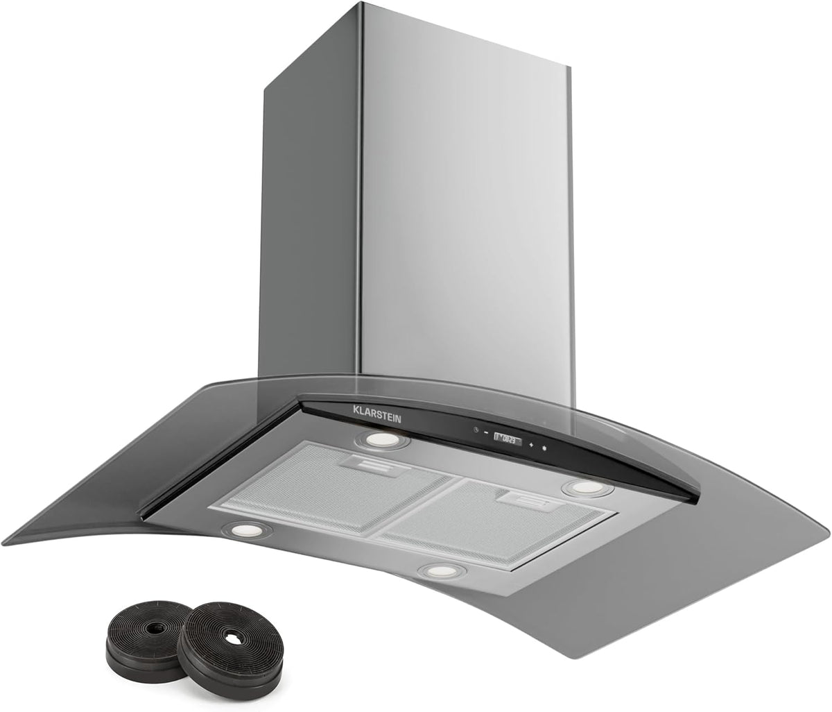 Klarstein - Hotte aspirante murale 90 cm 600 m3 h - Éclairage LED commande tactile - Filtre graisse aluminium finition argent Neo