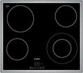 Bosch PKF645B17E Série 4 Plaque vitrocéramique 6600 W - 4 foyers sur 60 cm - Cadre inox et surface noire - Minuterie intégrée pour cuisson électrique encastrable