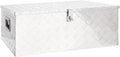 vidaXL Coffre de rangement aluminium argenté 100 x 55 x 37 cm - Boîte à outils verrouillable et étanche - Couvercle rabattable avec poignée - Pour remorque et transport