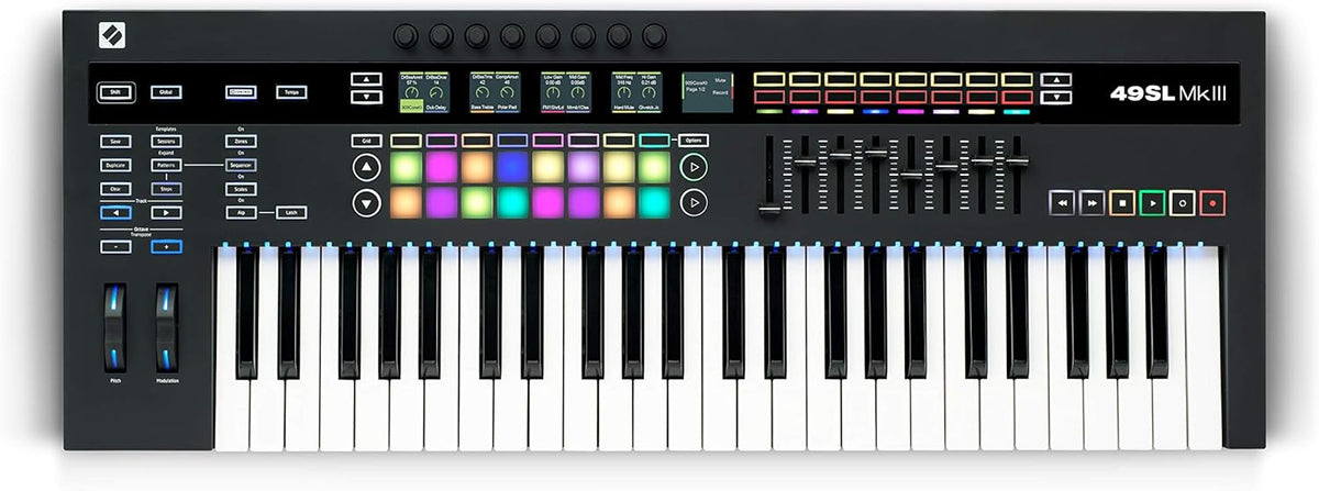 Novation 49SL MkIII clavier maître MIDI - 49 touches pour production et contrôle STAN - Séquenceur intégré 8 pistes - Connexion USB finition noire pour studio musical