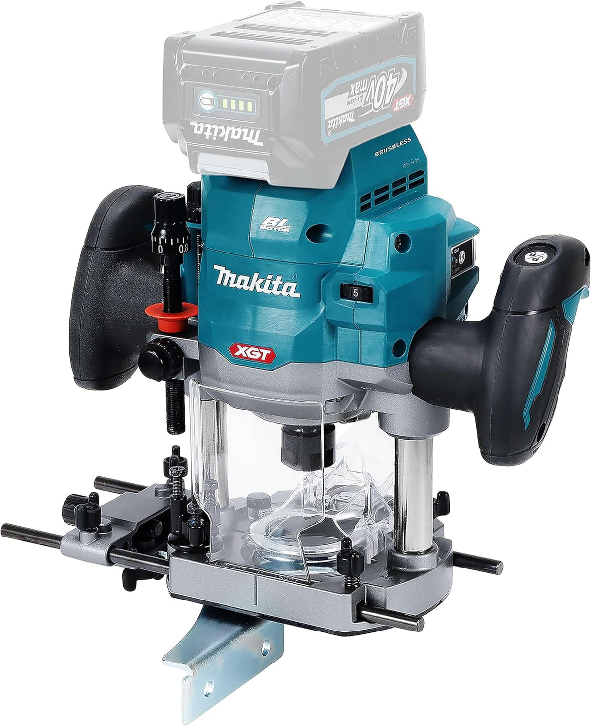 Makita RP001GZ Défonceuse sans fil 40 V max - Base plongeante et vitesse jusqu à 25000 tr min - Batterie lithium ion compatible - Machine seule sans chargeur ni batterie