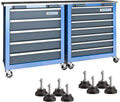 LARBANKE Servante à outils 12 tiroirs bleue - Plan de travail en acier inoxydable avec verrouillage - Meuble métallique sur roulettes - Configuration 5 plus 7 tiroirs