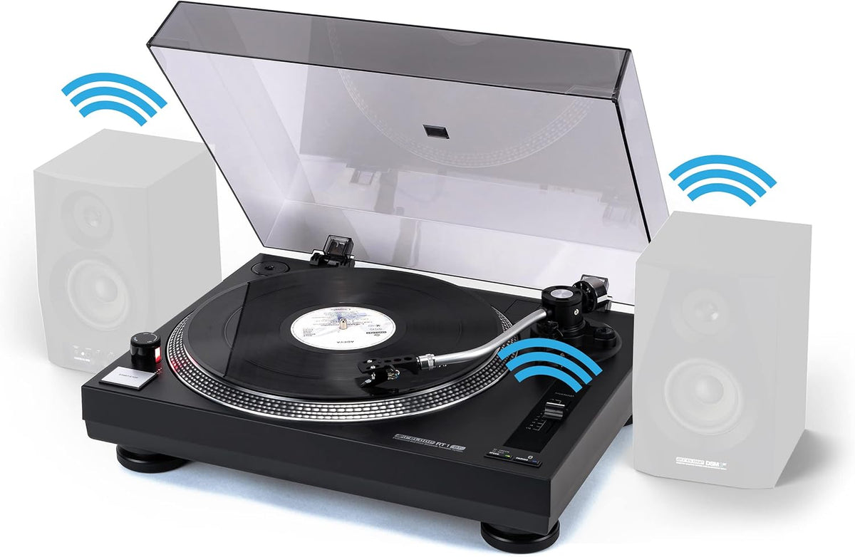 Reloop RT 1 BT platine vinyle Bluetooth - Entraînement par courroie pour DJ et Hi Fi - Lecture jusqu à 45 tr min - Sortie sans fil pour haut parleurs Bluetooth noire