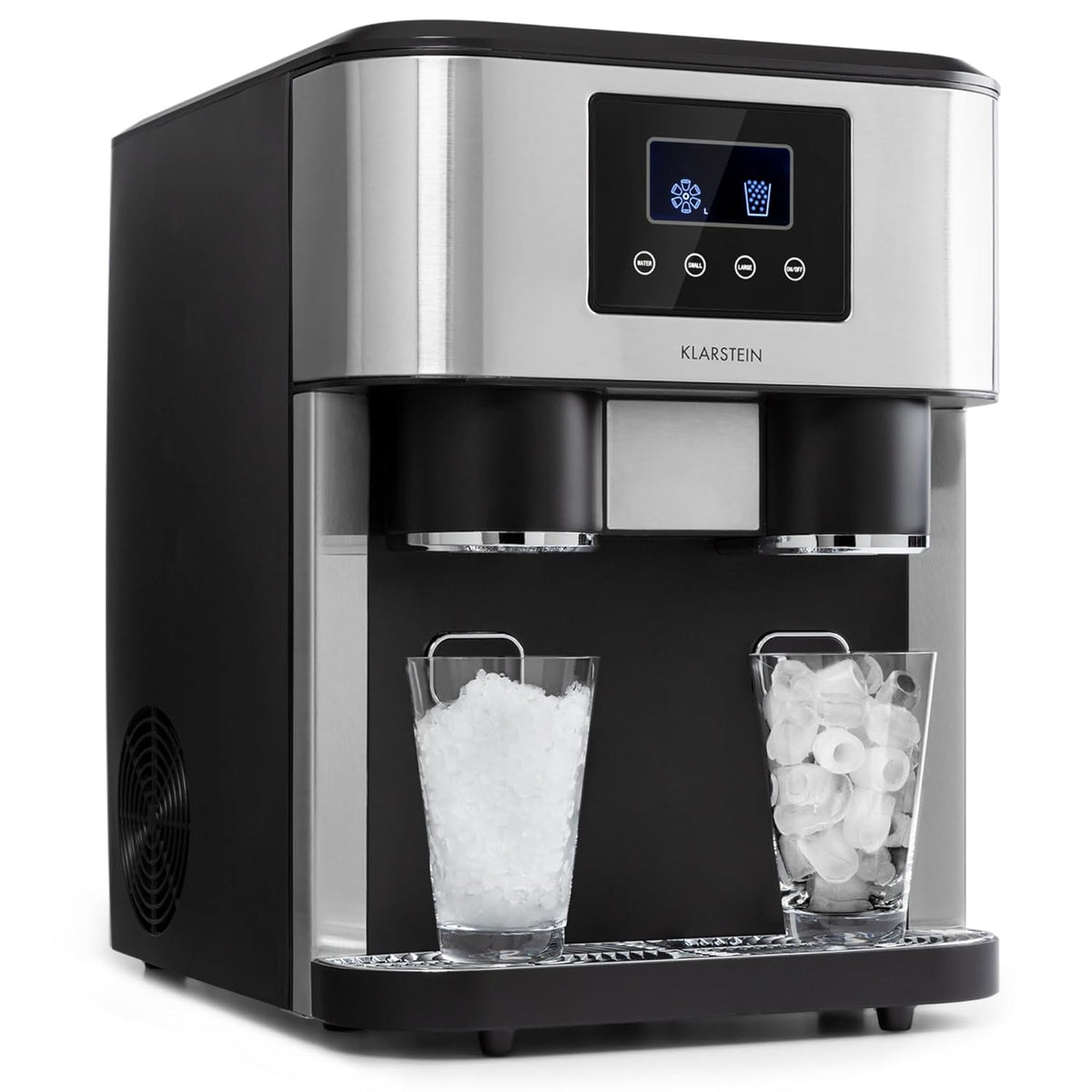 Klarstein Eiszeit Crush machine à glaçons - réservoir 1,8 L production jusqu à 15 kg - glaçons concassés ou en balles - alarme nettoyage facile pour maison et boissons fraîches