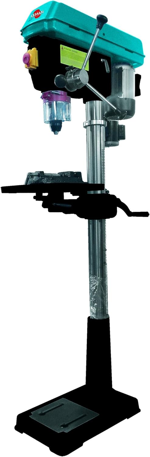 Leman PRC020 perceuse à colonne stationnaire 600 W - Mandrin jusqu'à 20 mm et 12 vitesses - Rotation maximale 2740 tr min - Machine réglable alimentation 230 V