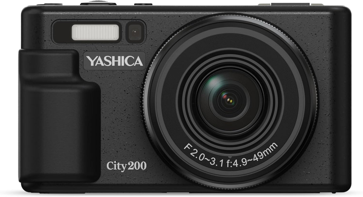 YASHICA City 200 appareil photo numérique noir - Zoom optique 10x avec stabilisation optique - Capteur CMOS ouverture f2 - Fichiers JPEG MP4 avec griffe et support trépied
