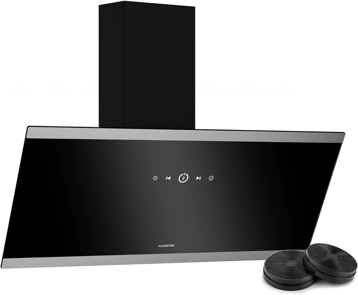 Klarstein FlashLine hotte aspirante cuisine 90 cm - Écran tactile - Débit 523,9 m3/h - Classe énergétique A++ - LED noire silencieuse