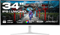 JAPANNEXT JN IPS34Q HC6 W Écran incurvé 34 pouces UWQHD blanc - Dalle IPS 3440 x 1440 HDR - USB C 65 W avec KVM - G Sync FreeSync hauteur réglable haut parleurs