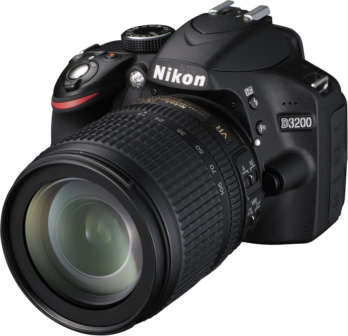 Nikon D3200 - Appareil photo reflex 24,2 MP avec objectif AF-S DX 18-105 mm VR - Capteur CMOS stabilisation optique - Noir monture Nikon F pour photo polyvalente