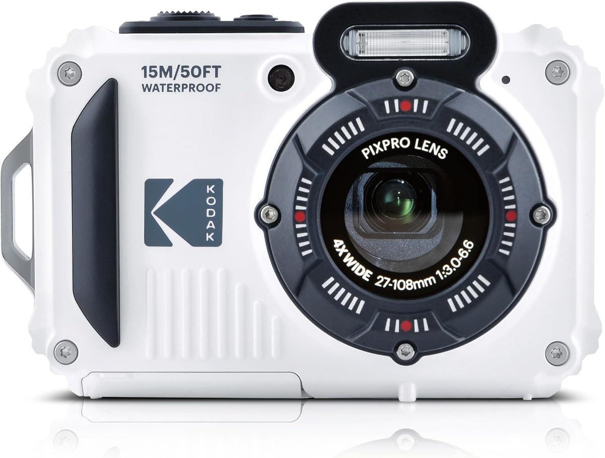 KODAK Pixpro WPZ2 appareil photo compact 16 MP - Étanche jusqu à 15 m et antichoc - Zoom optique 4x vidéo 720p - Écran LCD 2,7 pouces batterie Li ion blanc