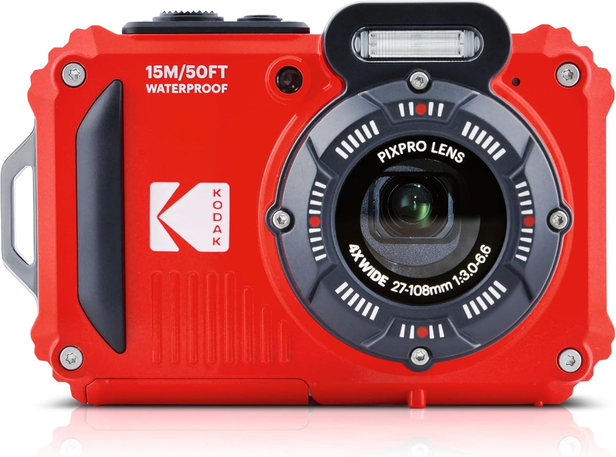 KODAK Pixpro WPZ2 appareil photo compact 16 MP - Étanche jusqu à 15 m et antichoc - Zoom optique 4x vidéo 720p - Écran LCD 2,7 pouces batterie Li ion rouge