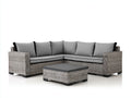 Canapé de jardin - Résine tressée-Tissu - 265x265x82 cm - Gris clair-Gris foncé - Contemporain
