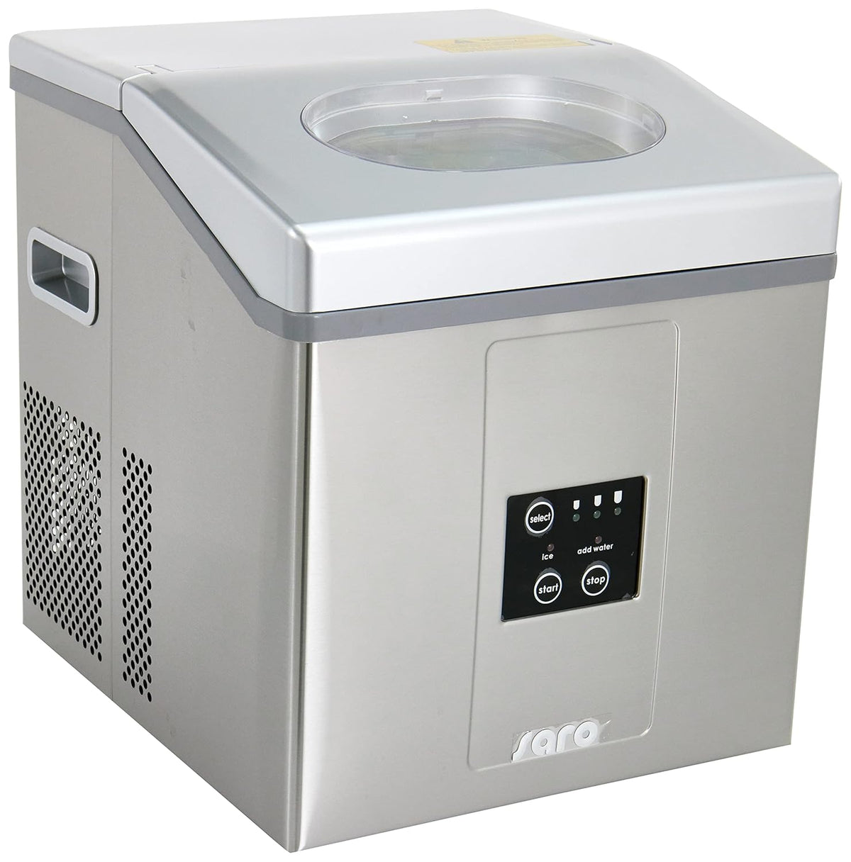 SARO EB 15 Machine à glaçons compacte - Capacité 15 L et puissance 160 W - Alimentation 230 V avec réfrigérant R600a - Format 39,8 x 35,6 x 43 cm