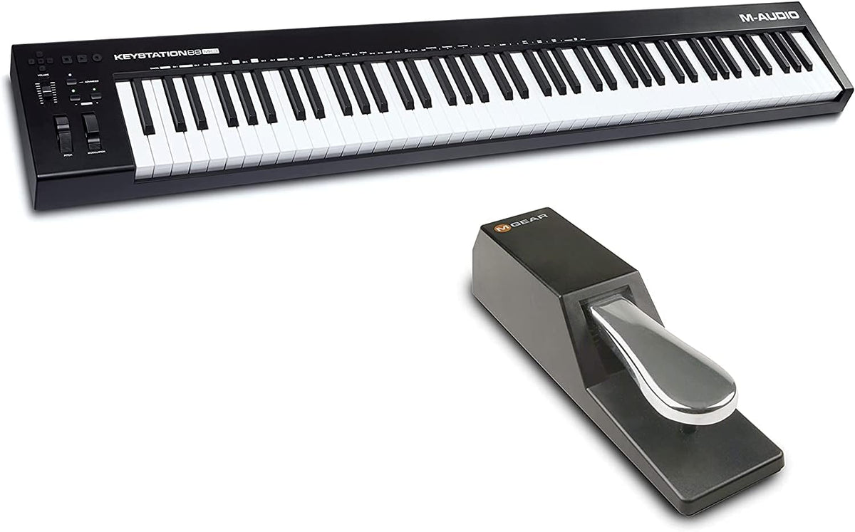 M Audio Keystation 88 MK3 avec pédale SP 2 - Clavier maître MIDI USB 88 touches semi lestées - Compatible DAW Windows Linux - Pédale sustain type piano incluse