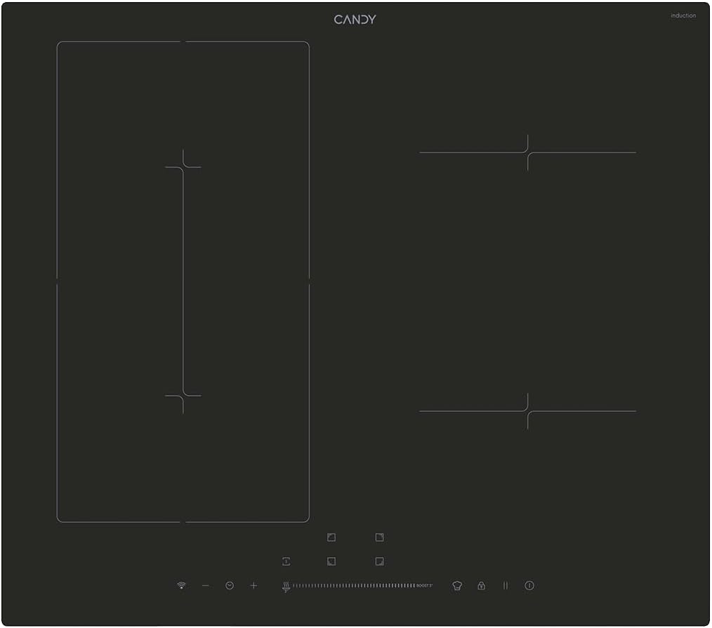 Candy CTPS63SCTTWIFI - Plaque induction connectée 3 zones 3500 W - Commandes tactiles et minuteur - Surface vitrocéramique noire pour cuisine encastrée