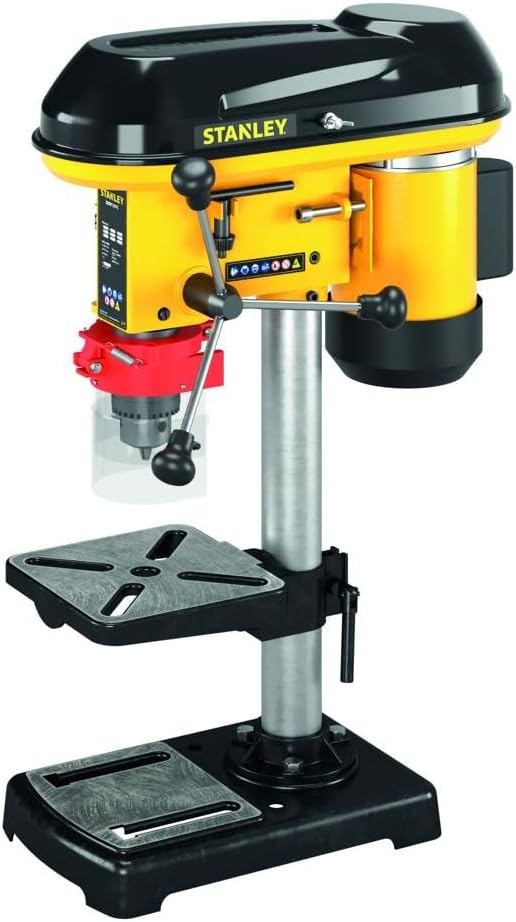 STANLEY SXDP13597E - Perceuse à colonne d'établi 400 W 9 vitesses - Mandrin 1,5 à 13 mm jusqu'à 2700 tr min - Modèle jaune 240 V couple 30 Nm