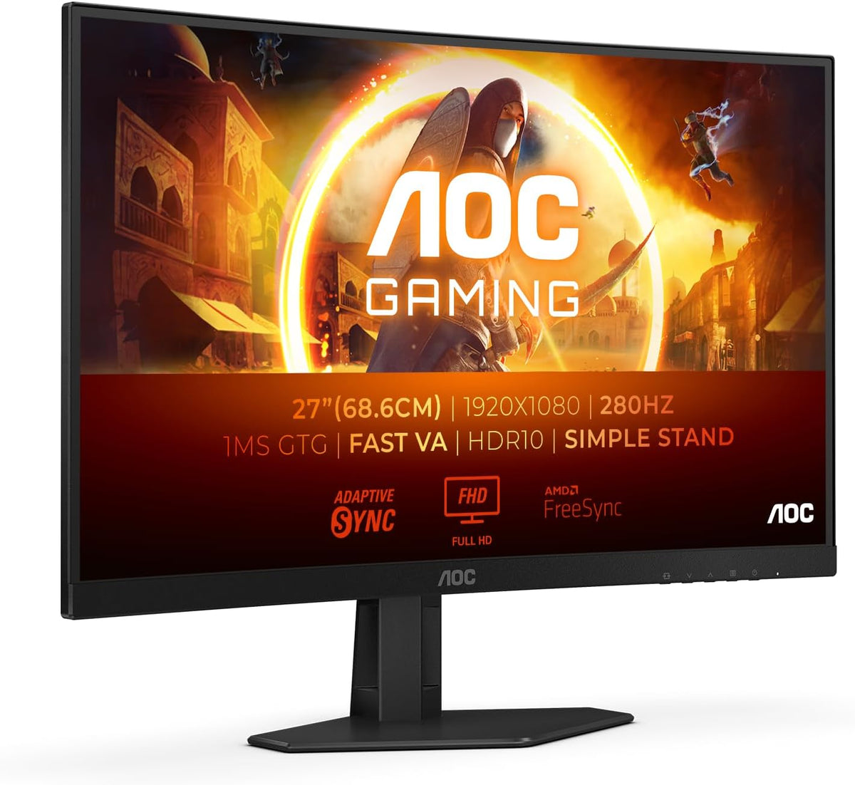 AOC Gaming C27G4ZXED écran gamer incurvé 27 pouces - Full HD 1920 x 1080 à 280 Hz - Réponse 1 ms HDR10 FreeSync Premium - HDMI DisplayPort filtre lumière bleue