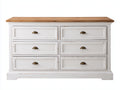 Commode - bois - 154x47x84 cm - blanc-brun - style campagne