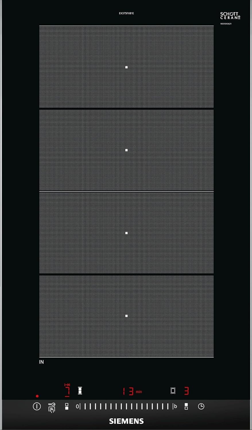 Siemens EX375FXB1E plaque induction 2 feux - Table de cuisson vitrocéramique noire compacte - Minuterie intégrée