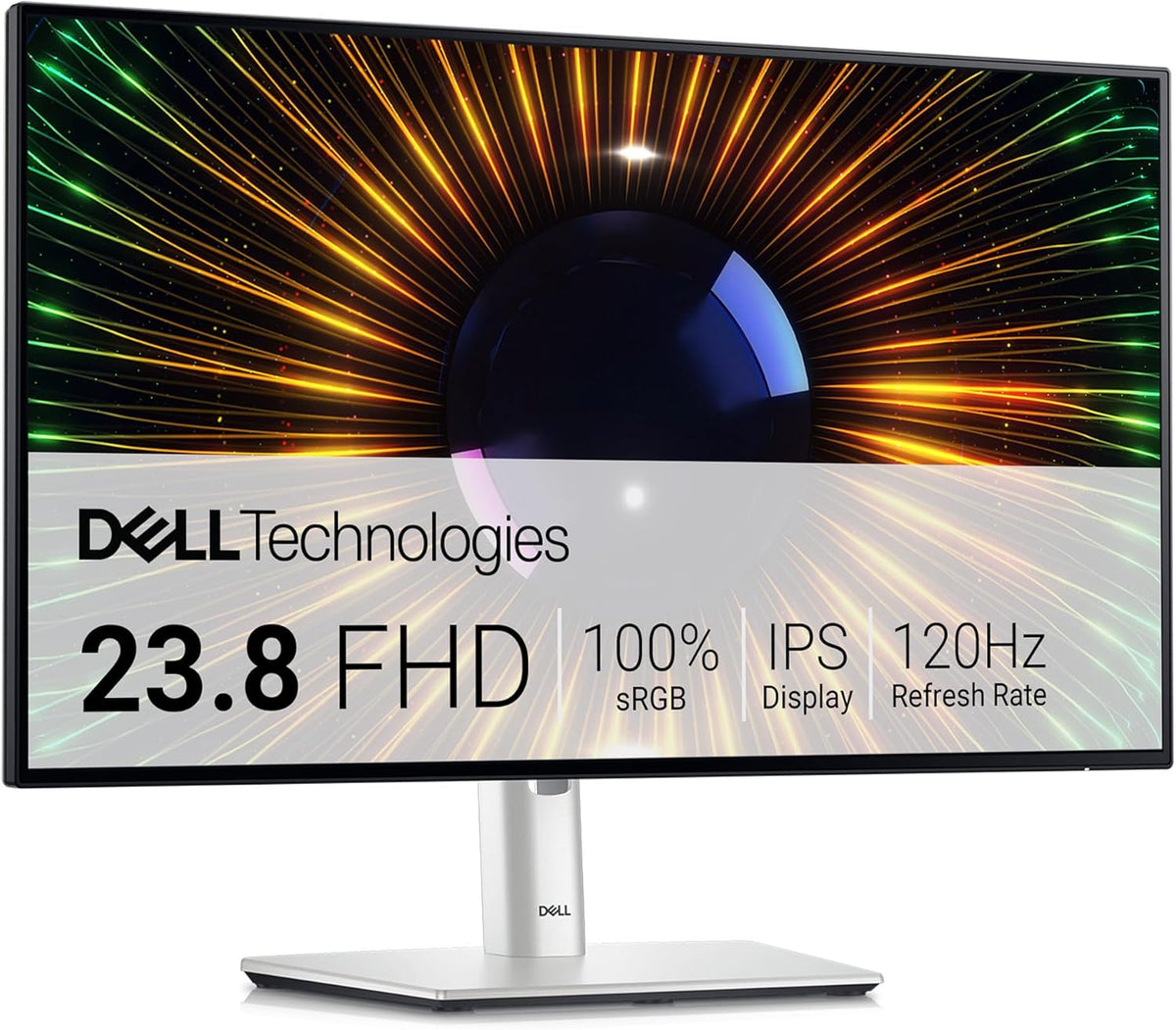 Dell UltraSharp U2424H Écran PC 23,8 pouces Full HD argent - Dalle IPS 1920 x 1080 à 120 Hz - sRGB 100 - 2 USB C DisplayPort HDMI USB pour bureau