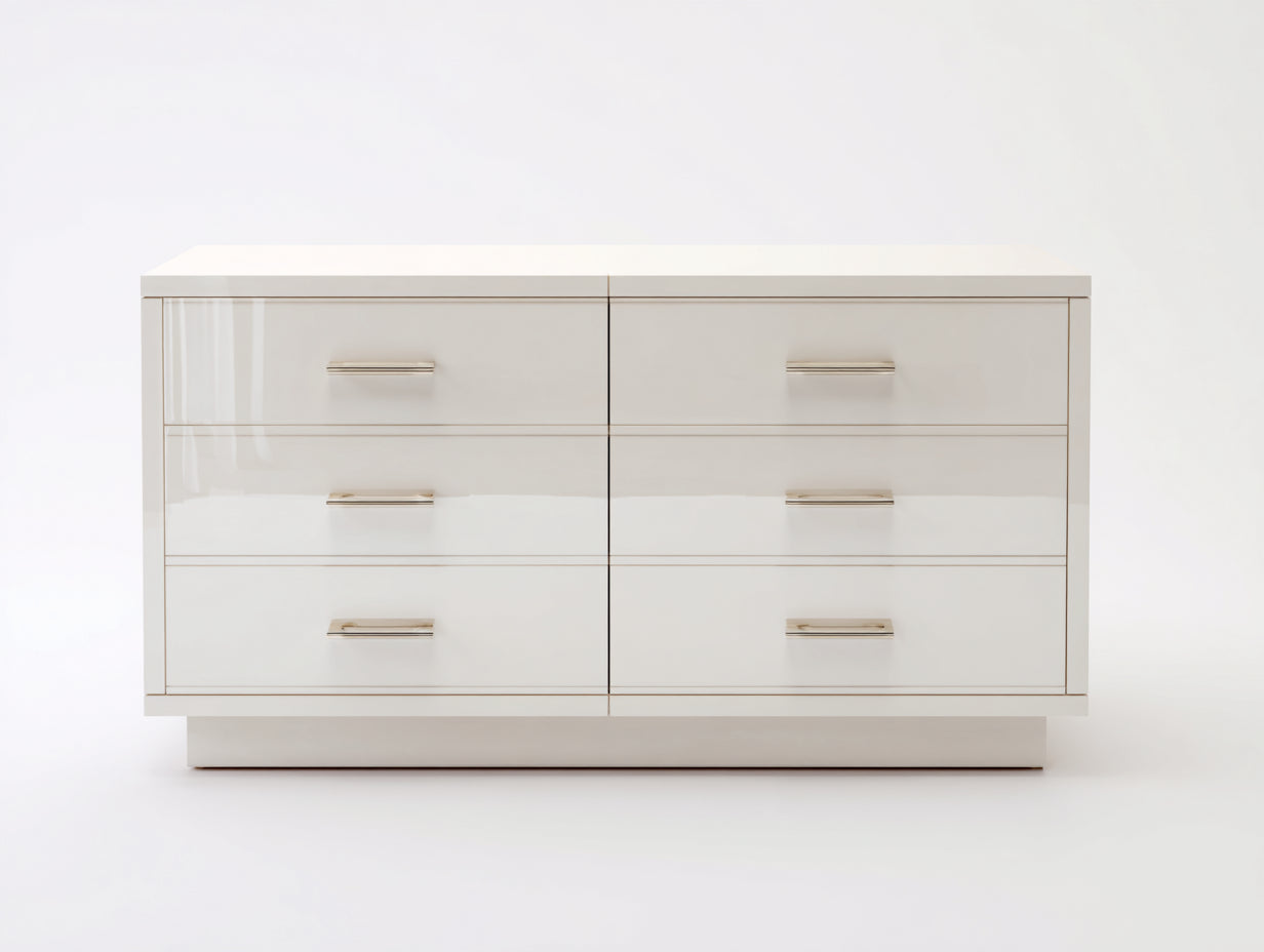 Commode - bois - 136x43x75 cm - blanc - style moderne