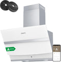 Ciarra ASW6736N Hotte inclinée blanche 60 cm - Débit 650 m3 par h avec 4 vitesses et Boost - Commande tactile WiFi - Filtre charbon CBCF003 inclus LED classe A+++
