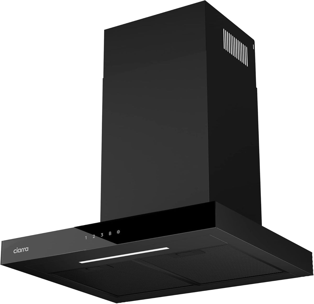 Ciarra CBCB6102 hotte aspirante 60 cm - débit 650 m3 h classe A+++ - 4 vitesses avec Booster et App - tactile LED recyclage évacuation filtre charbon noir