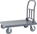 Bai You Mei - Chariot plateforme pliable charge 500 kg - Plateau 90 x 60 cm avec 4 grandes roues caoutchouc plein - Chariot manutention magasin stockage gris