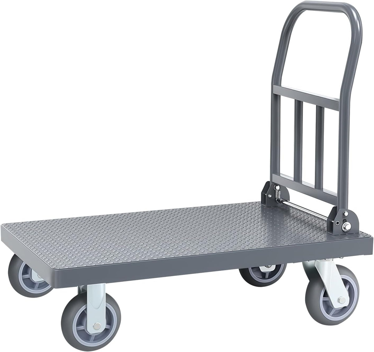 Bai You Mei - Chariot plateforme pliable charge 500 kg - Plateau 90 x 60 cm avec 4 grandes roues caoutchouc plein - Chariot manutention magasin stockage gris