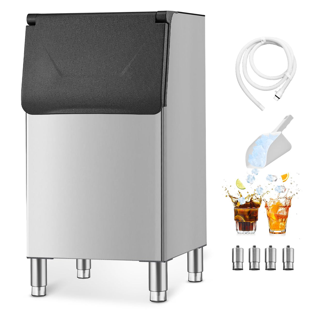 VEVOR bac stockage pour machine à glaçons - capacité 136 kg pour glace - dimensions 58 x 66,8 x 110,5 cm - pieds antidérapants réglables pour restaurant hôtel bar