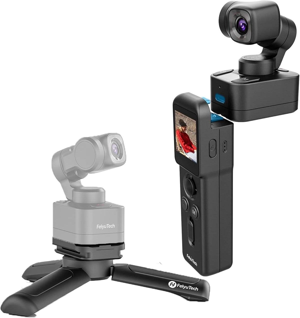 Feiyu Pocket 3 caméra sport 4K - stabilisation 3 axes poignée détachable caméra magnétique - grand angle 130 degrés - WiFi Bluetooth micro intégré pour vlogging