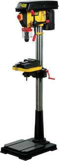 Fartools perceuse à colonne 750 W - Mandrin autoserrant 16 mm et 16 vitesses - Hauteur 1580 mm avec étau 100 mm - Perceuse filaire 230 V jaune
