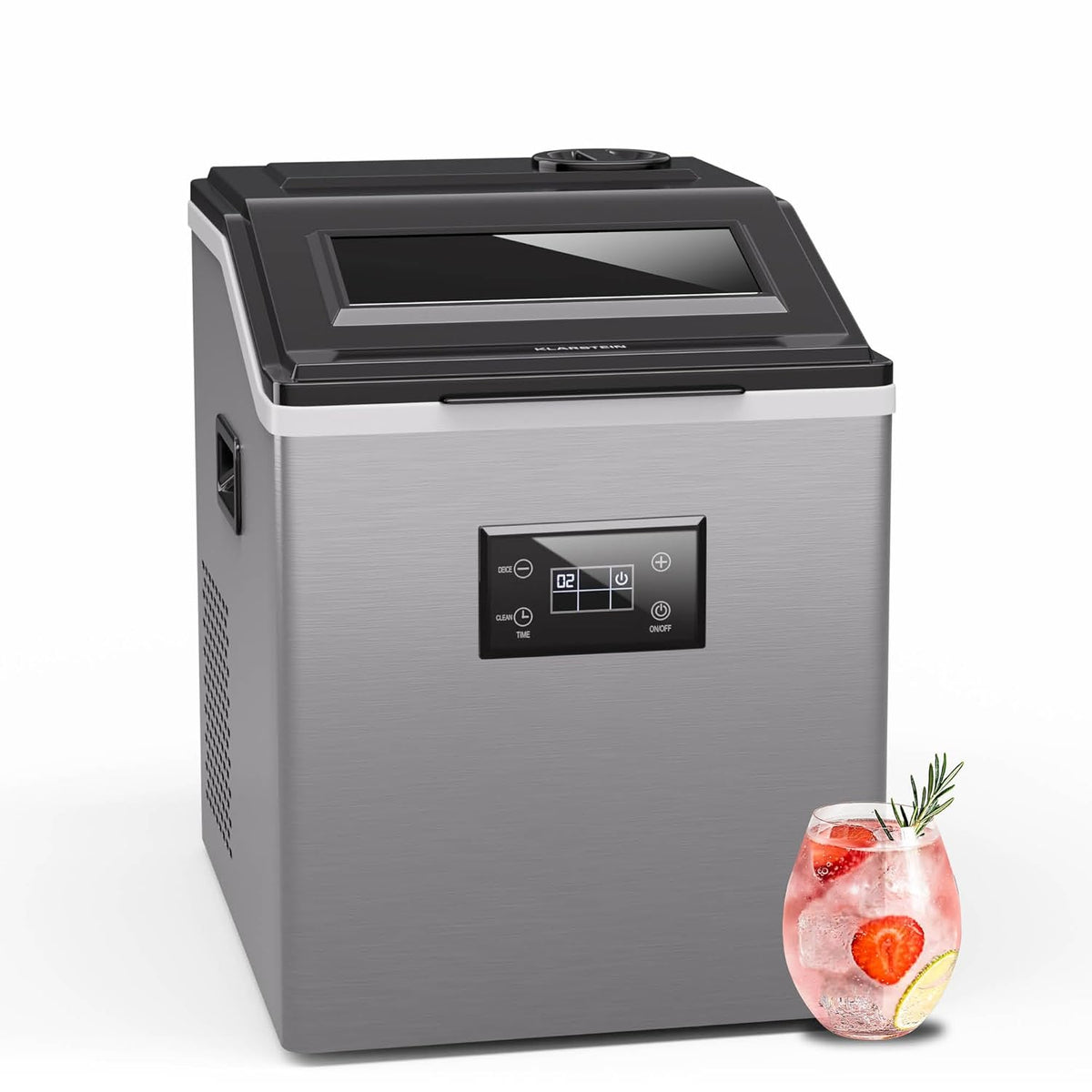 Klarstein FrostMaster machine à glaçons 40 kg par jour - 34 glaçons en 15 minutes - Acier inoxydable avec panneau LED et pelle à glace