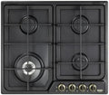 De Longhi ANF 46 PRO Plaque gaz encastrable 60 cm - 4 brûleurs à gaz naturel - Surface anthracite avec supports en fonte - Commandes avant et allumage électronique