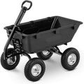 Hillvert HT Q.BASS 550 brouette de jardin 4 roues - Benne basculante 150 l charge 550 kg - Acier allié pneus caoutchouc plein - Chariot jardin roues 25 cm noir