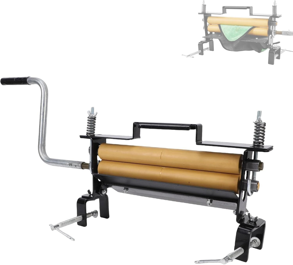 WHIPIN Essoreuse à linge manuelle à manivelle - Rouleaux en caoutchouc pour extraction d eau - Jusqu à 95 pour cent d eau retirée - Pour camping lavage voiture et maison