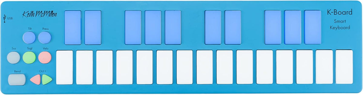 Keith McMillen K-Board-C - Contrôleur clavier MIDI USB MPE 25 touches - Connexion USB-C boîtier ABS portable - Finition aqua avec câble USB-C inclus pour production musicale