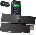 Ciarra CBCB9736F hotte inclinée 90 cm - débit 650 m3 h classe A+++ - WiFi commande tactile 3 vitesses et Boost - verre noir LED dimmable avec filtre charbon