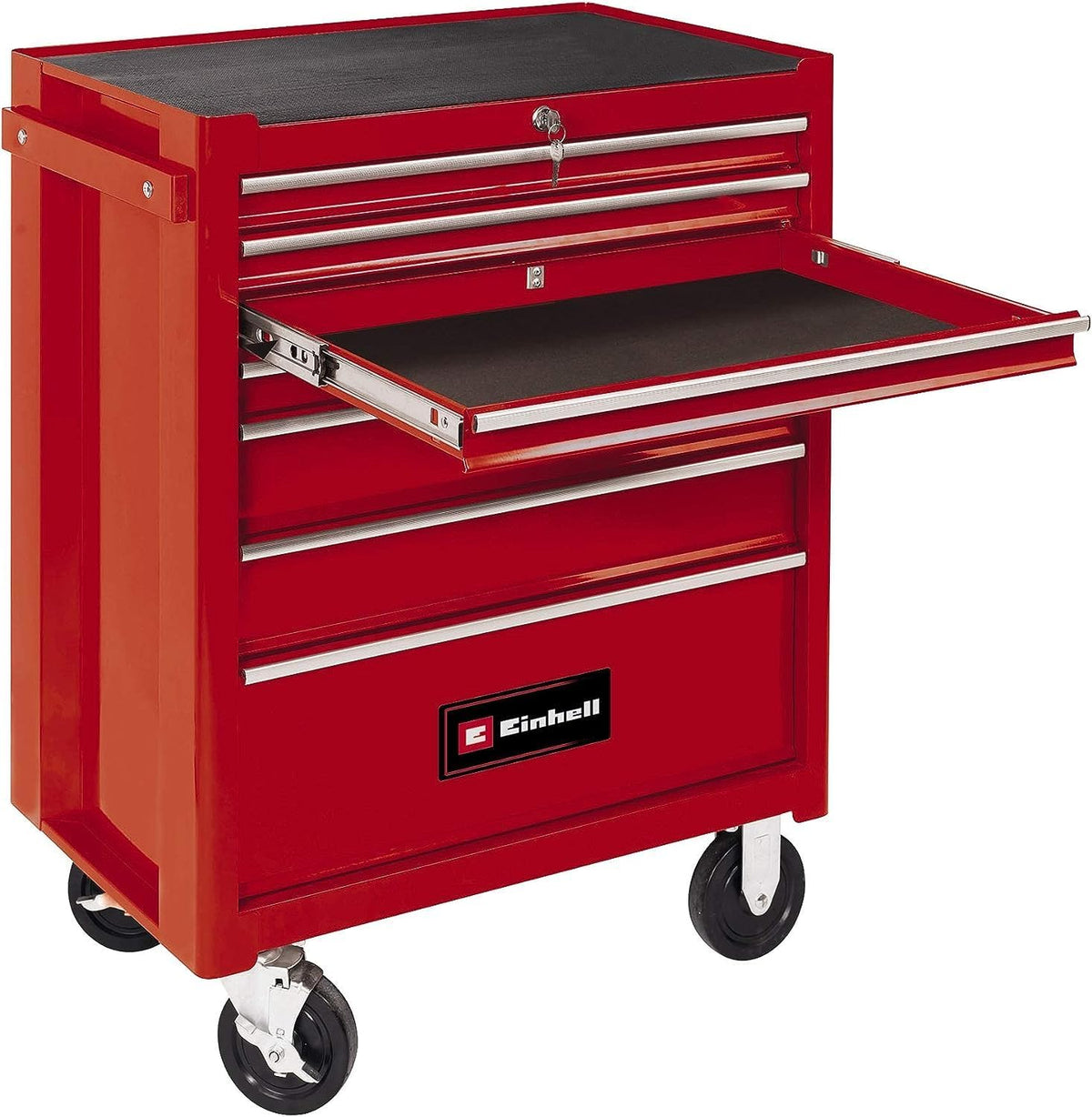 Einhell TC TW 150 Servante d atelier rouge - Capacité de charge jusqu à 150 kg - 7 tiroirs sur roulements à billes - Structure acier allié mobile pour garage