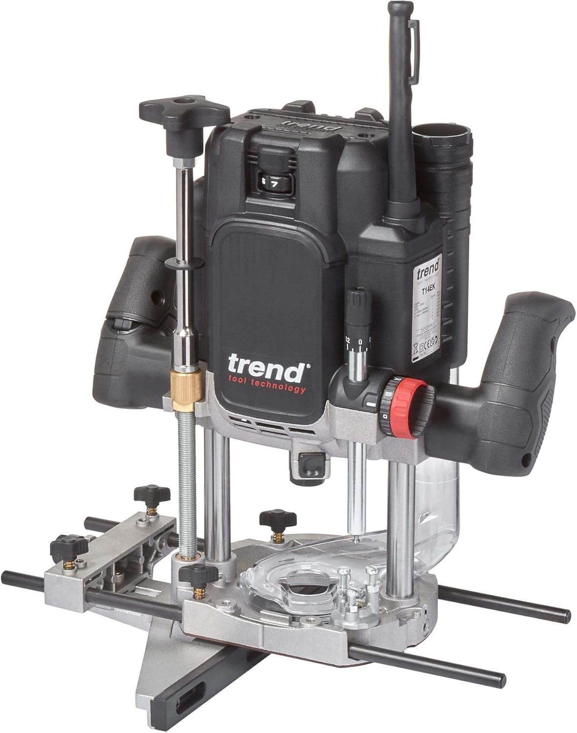 Trend T14EK défonceuse atelier - puissance 2300 W pince 12 mm vitesse variable - plongée 80 mm alimentation 230 V - utilisation manuelle et sur table pour menuiserie