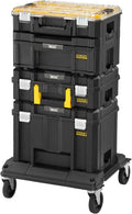 STANLEY FATMAX TSTAK PRO STACK FMST1 80107 Tour modulable - Charge maximale 100 kg - 5 compartiments pour outils - Structure métal jaune noir transparent sur chariot