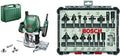 Bosch POF 1400 ACE Défonceuse filaire avec accessoires - Réglage précis de profondeur et éclairage intégré - Base fixe pour fraisage - Coffret de fraises Bosch 8 mm inclus