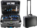 BetW GO - Valise à outils avec poches 36 L - Coque ABS étanche 6 compartiments - Format noir argent 48 x 20 x 37,5 cm pour rangement et transport