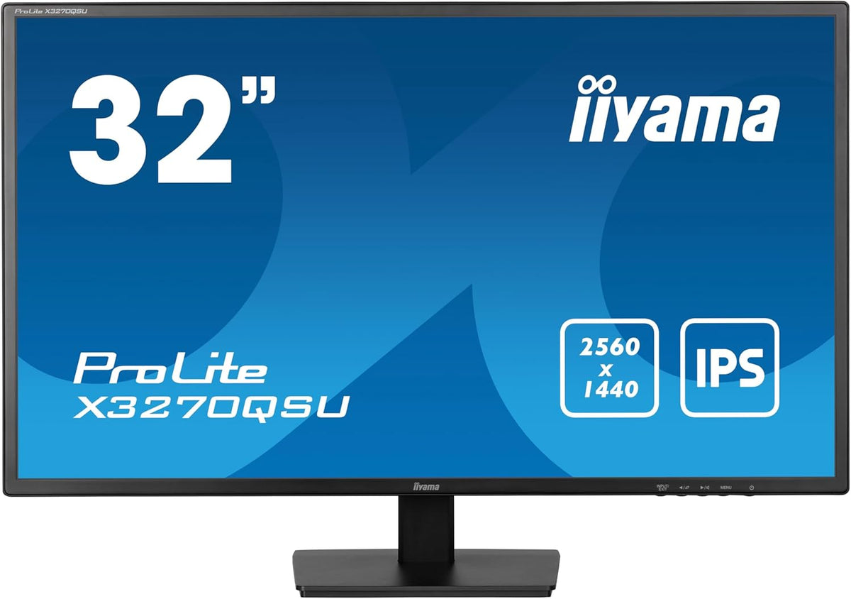 iiyama X3270QSU B1 écran PC 31,5 pouces - Dalle IPS QHD 2560 x 1440 à 100 Hz - Temps de réponse 3 ms et luminosité 250 cd par mètre carré - 2 HDMI DP hub USB et HP