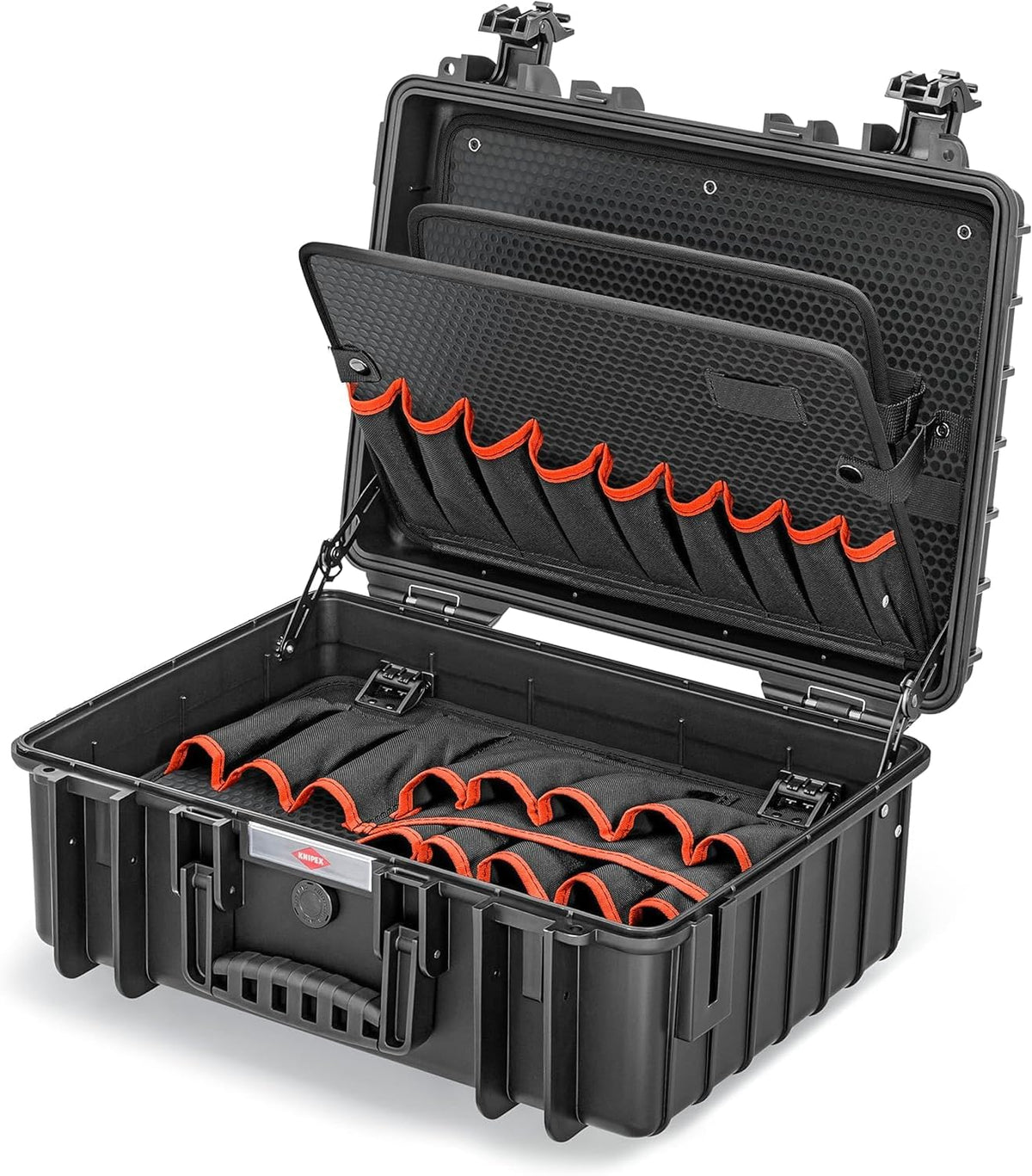Knipex Robust23 mallette outils vide - 49 compartiments polypropylène noir - dimensions 47 x 37 x 19 cm imperméable - capacité 66 lb pour transport professionnel