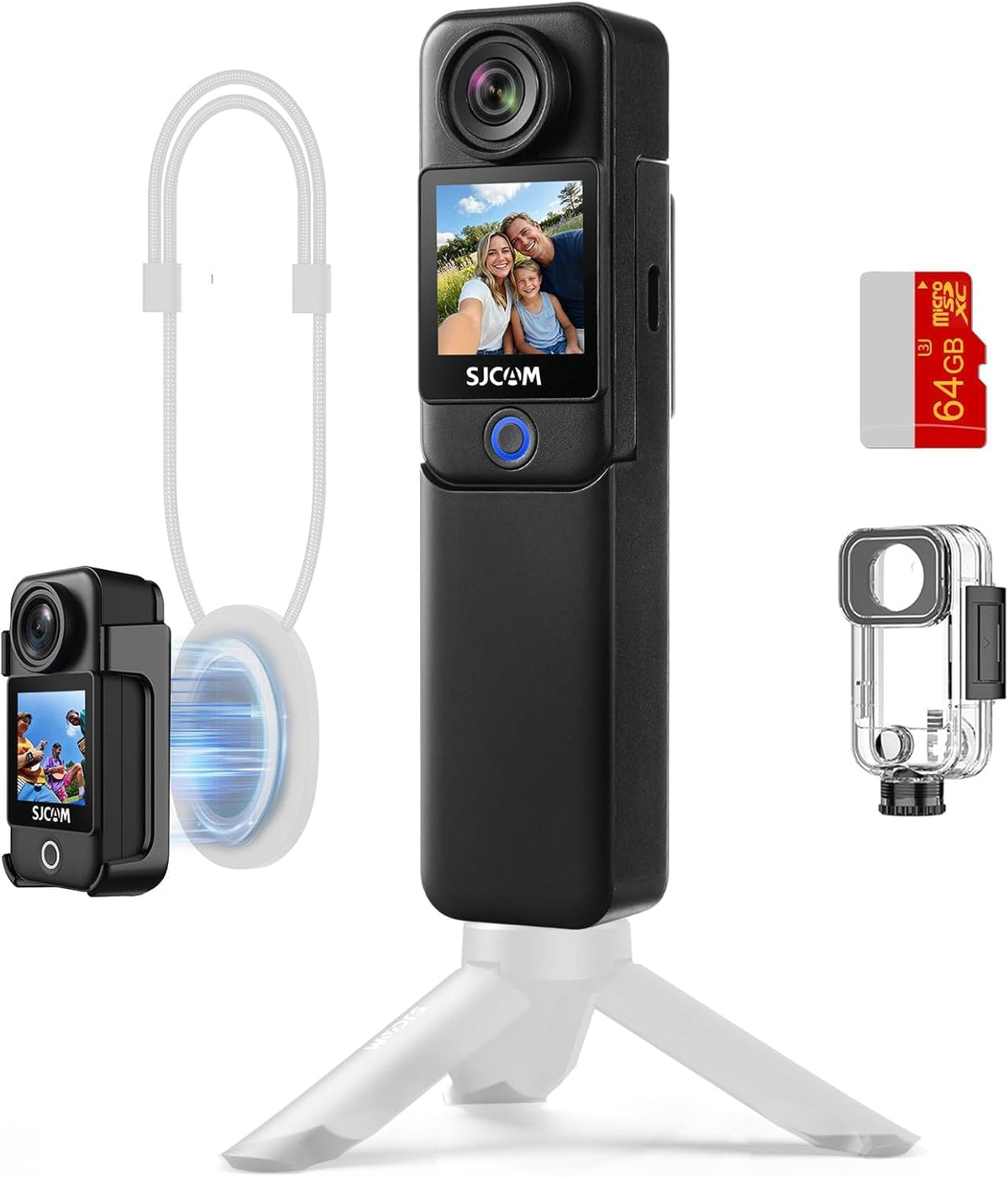 SJCAM C300 caméra action 4K - double écran tactile noir format poche - autonomie jusqu à 7 heures - Bluetooth stockage Micro SD pour sport voyage et vlogging