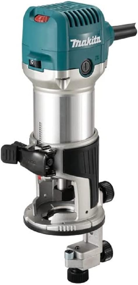 Makita RT0702CX2 2 défonceuse électrique 240 V - Base plongeante affleureuse avec base inclinable - Construction aluminium filaire