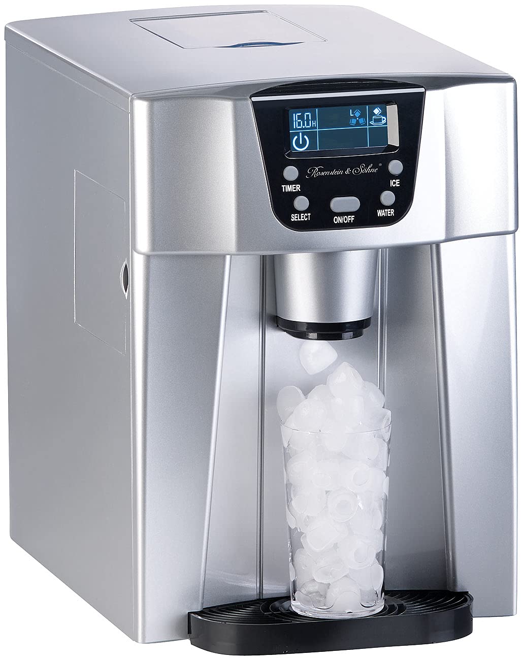 Rosenstein et Söhne EWS 2200 machine à glaçons - réservoir 2 L avec fontaine à eau - puissance 100 W alimentation 240 V - format compact plastique pour maison et bureau